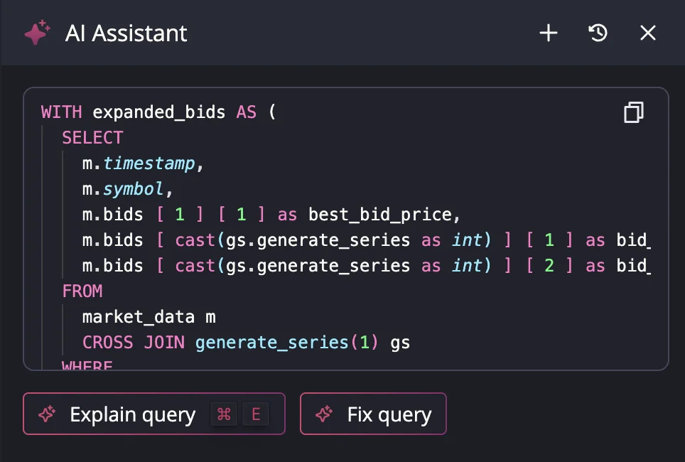 Empty chat window showing Explain Query button
